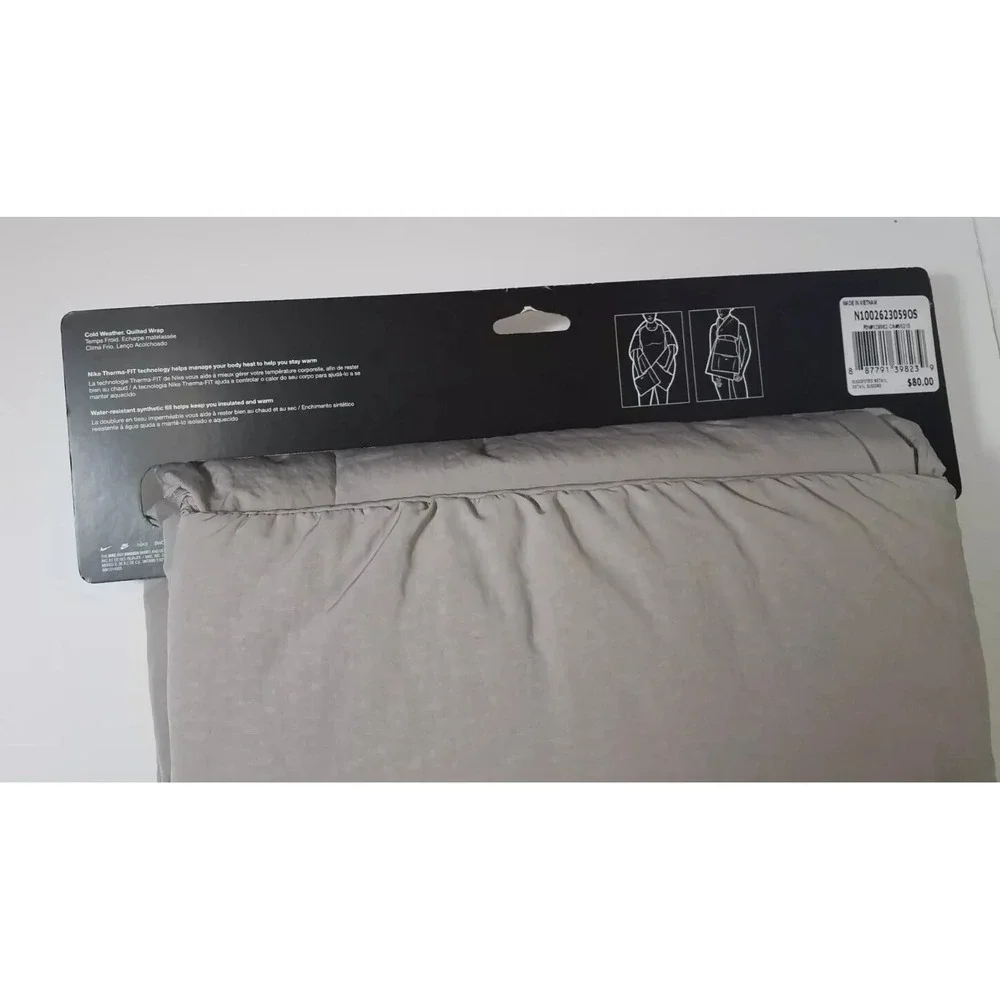 Nike Therma-Fit Quilted Wrap Running Scarf Gray Haze‎ Winter Warm Unisex NEW